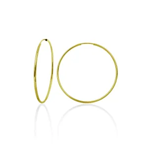 14E00361 - 14 Karat Yellow Gold 1mm Wire Hoop Earrings