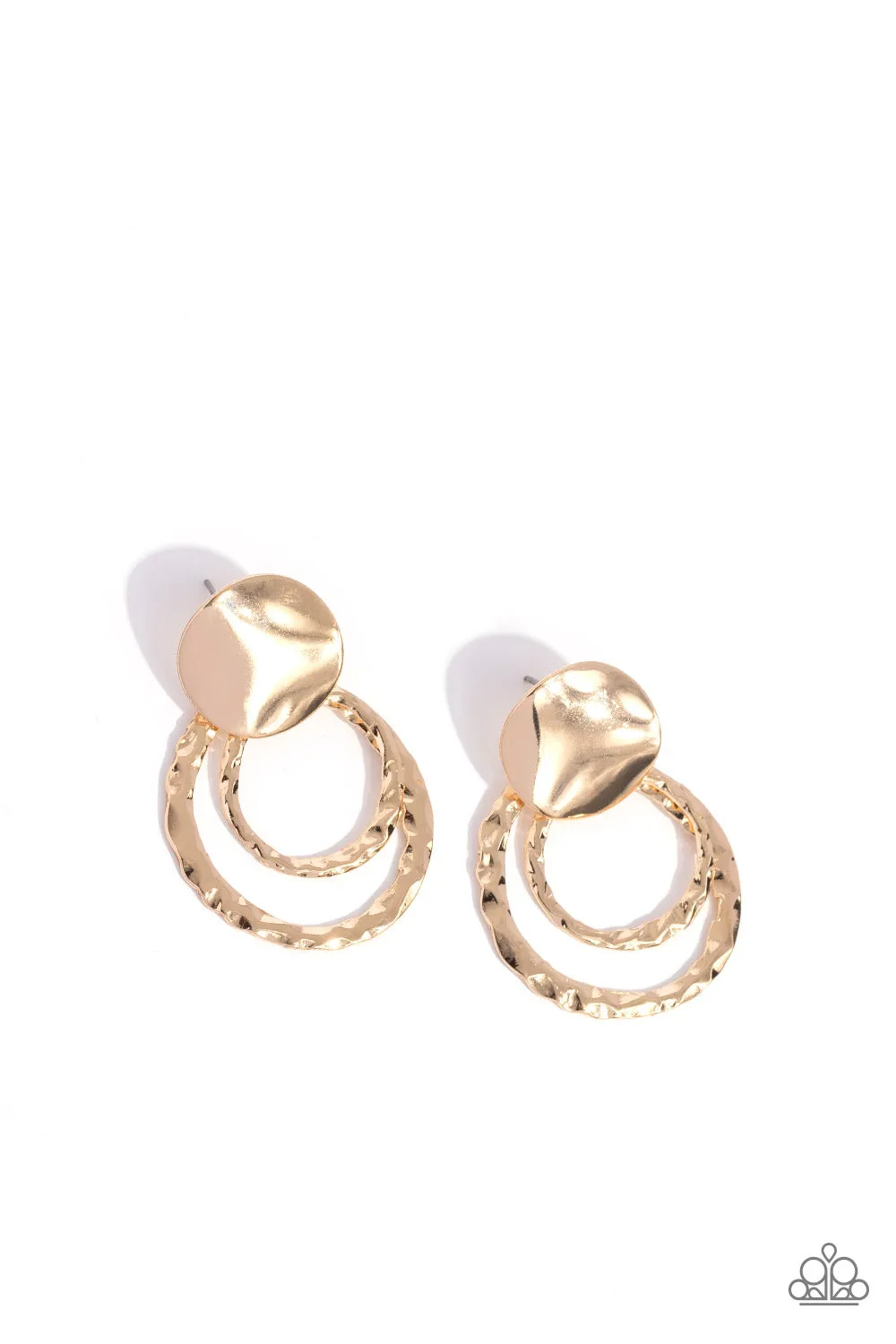 Ancient Arts - Gold - Hammered Hoop Paparazzi Clip-On Earrings