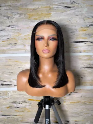 Brianna - 14" Feathered Black Wig