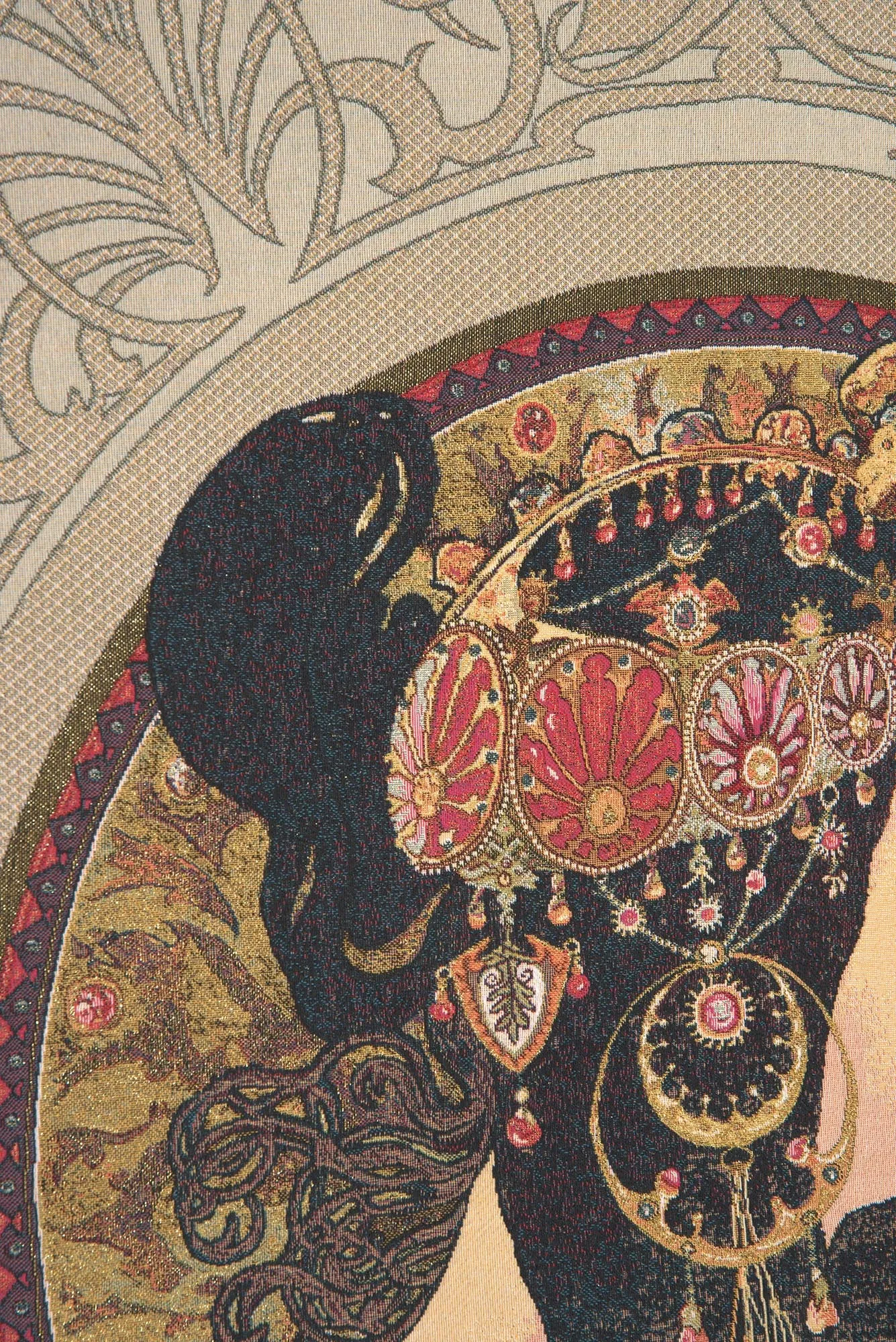 Brunette Byzantine European Tapestry by Alphonse Mucha