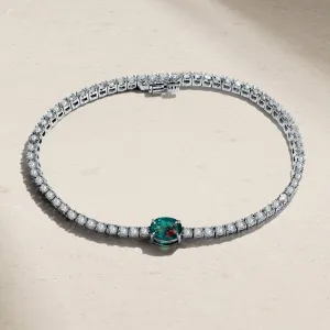 Celeste Alexandrite and Diamond Tennis Bracelet