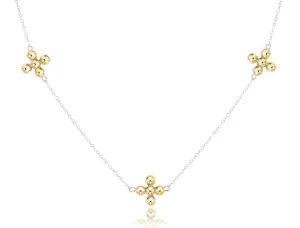 Choker Simplicity Chain Sterling Mixed Metal - Classic Beaded Signature Cross Gold