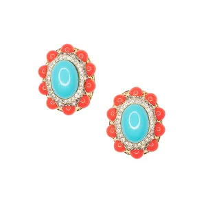 Coraline And Turquoise Clip Earrings