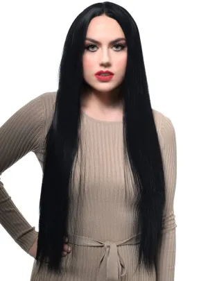 Deep Black Extra Long Straight Lace Front Fashion Wig