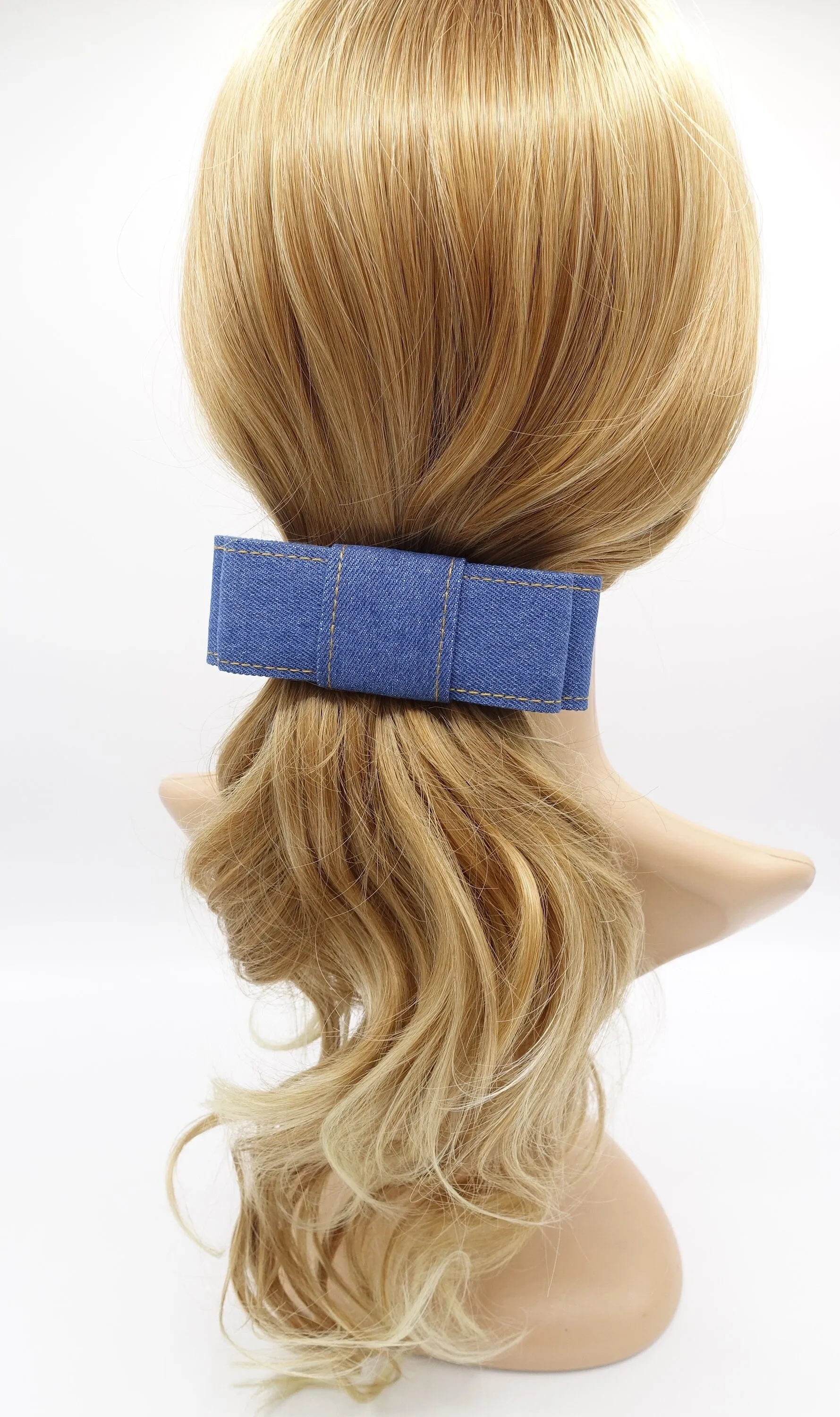 denim hair bow, flat hair bow, VeryShine hair bow for women