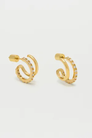 Double Hoop Illusion Pave Earrings