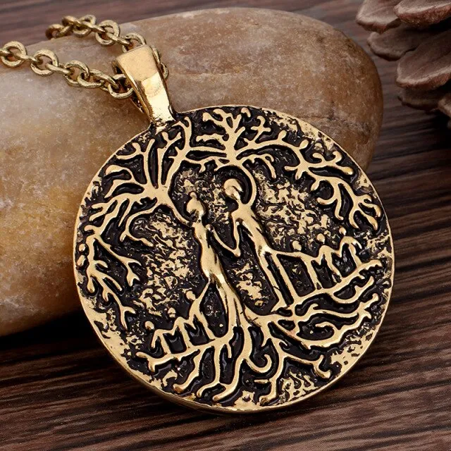 Double Side Carve Tree of Life Coin Pendant