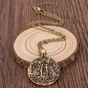 Double Side Carve Tree of Life Coin Pendant