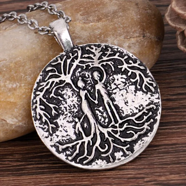 Double Side Carve Tree of Life Coin Pendant