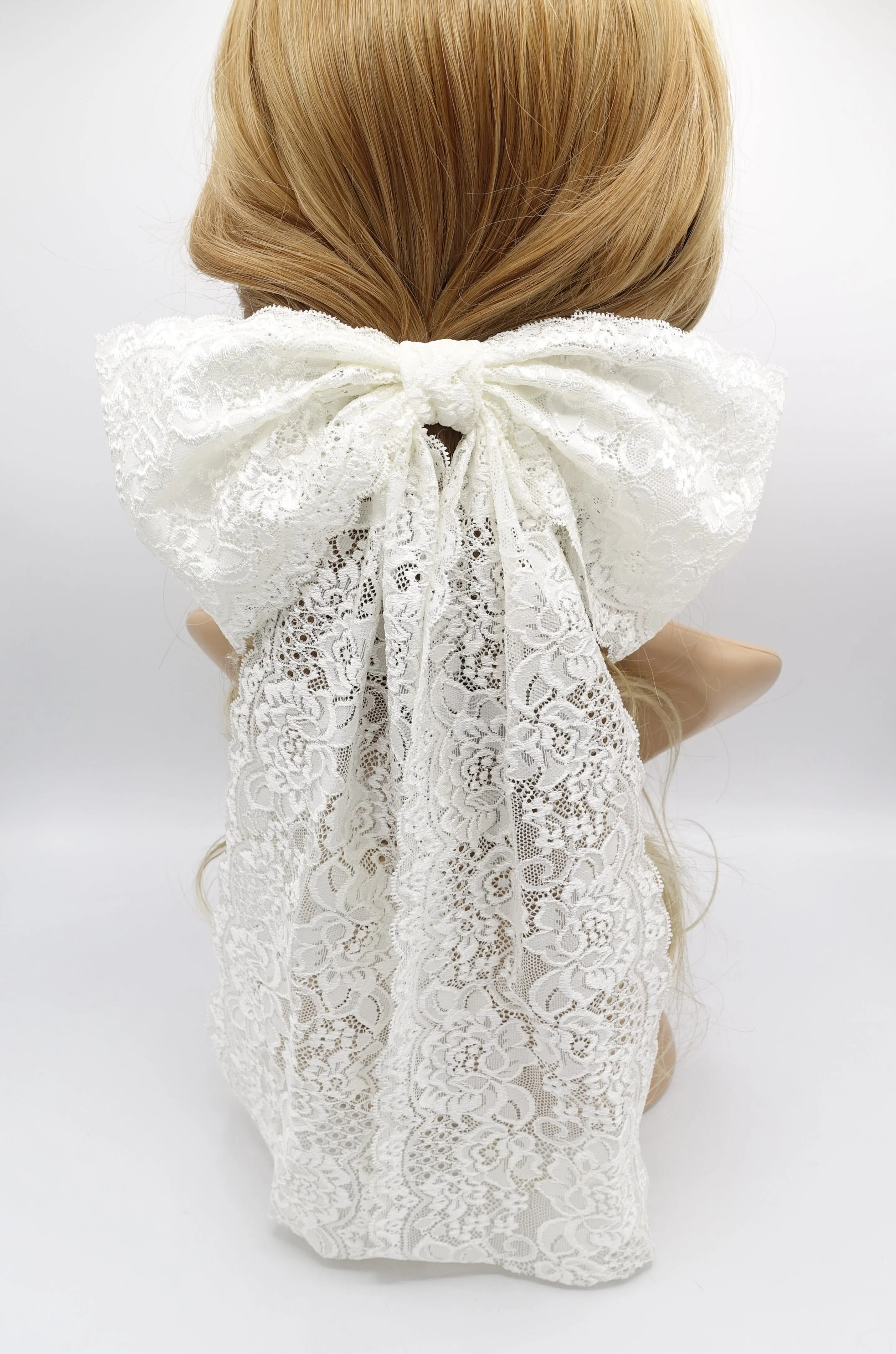 floral lace hair bow wedding hair bow for women