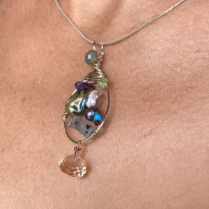 Gem & Abalone Pendant