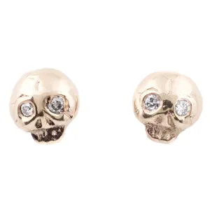 Gold Diamond Eye Skull Studs