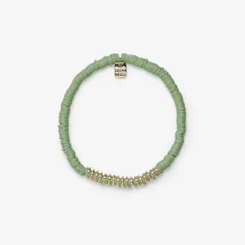 Heishi Disc & Metal Bead Stretch Bracelet