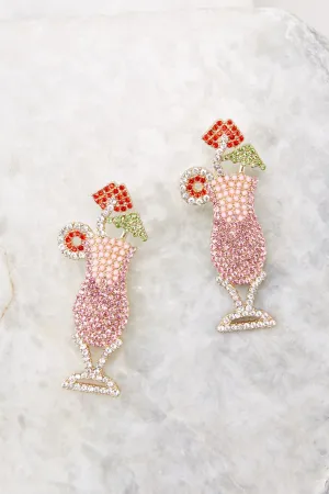 Here's To Vacation Days Pink Beaded Earrings