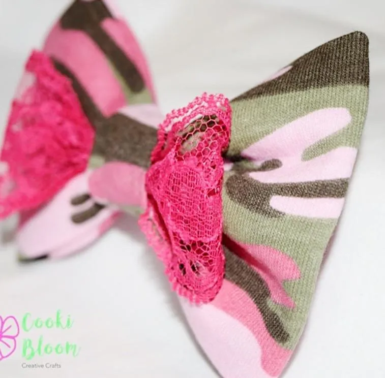Hot Pink Camo Hair Bow