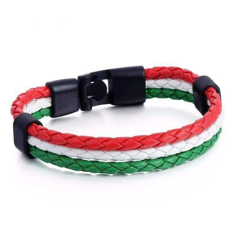 Italian Flag Leather Unisex Bracelet