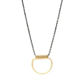 J & I Petite Open Golden Halfmoon Necklace