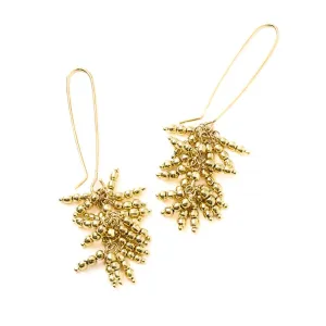 Jaya Beaded Gold Tassel Drop Earrings