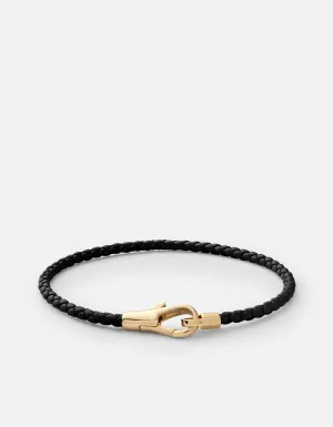 Knox Leather Bracelet, Gold Vermeil