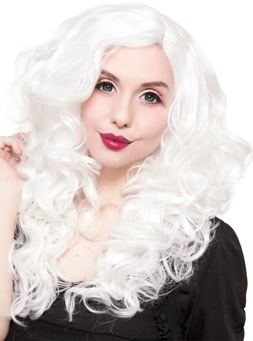 Lace Front 22" Curly White Womens Fashion Wig