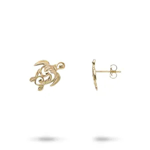 Living Heirloom Honu Earrings in Gold - 13mm