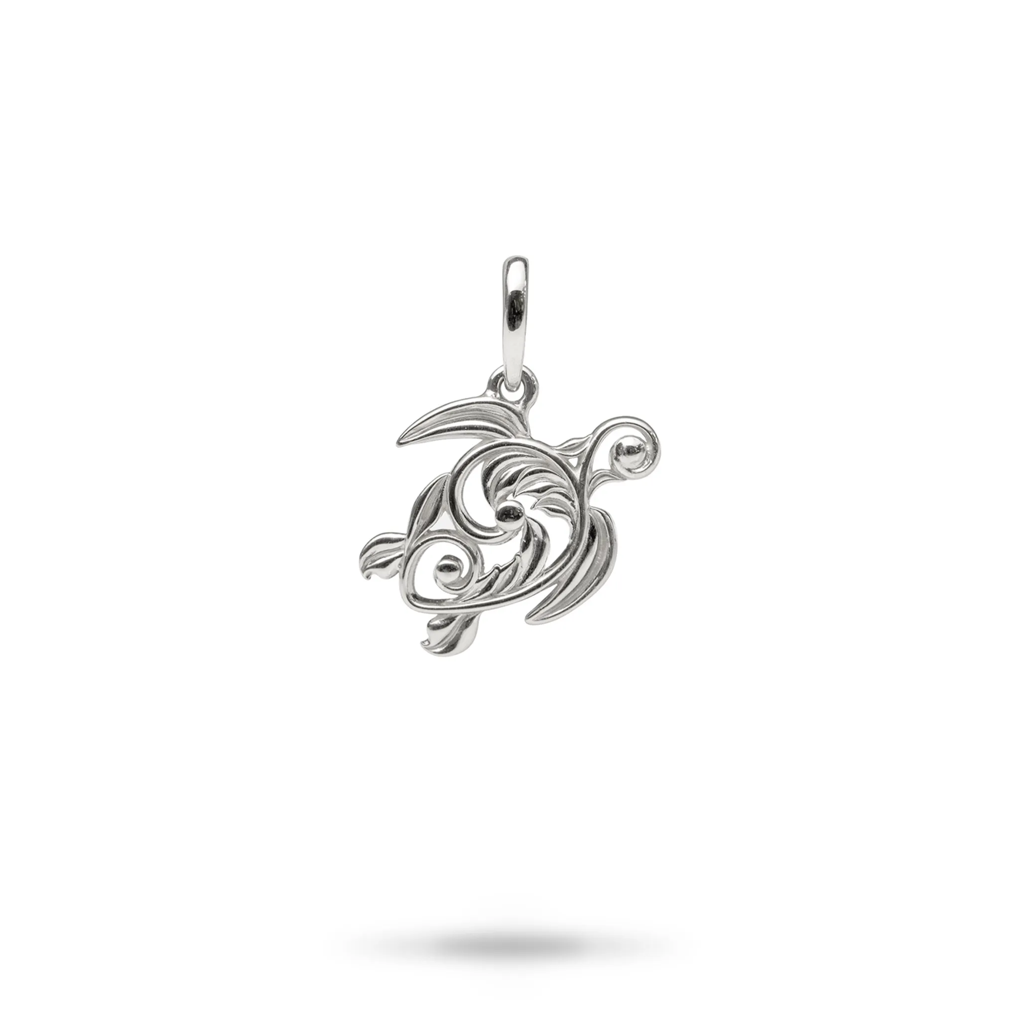 Living Heirloom Honu Pendant in White Gold - 16mm