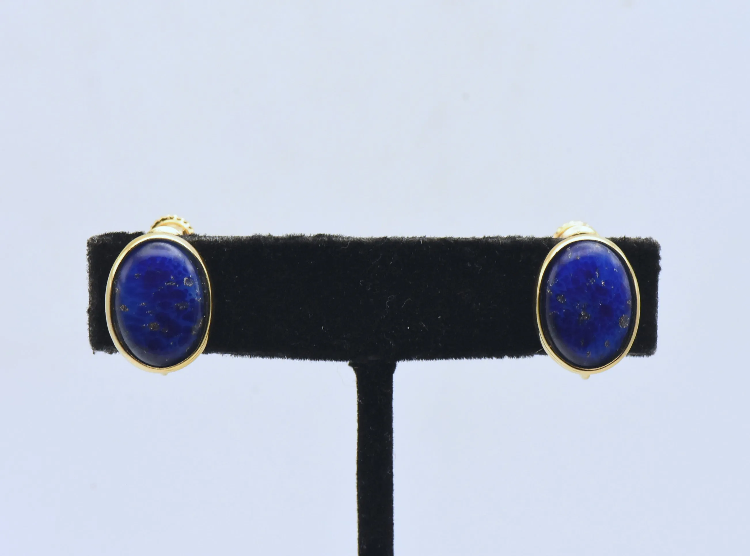 Napier - Vintage Faux Lapis Lazuli and Gold Tone Clip On Earrings