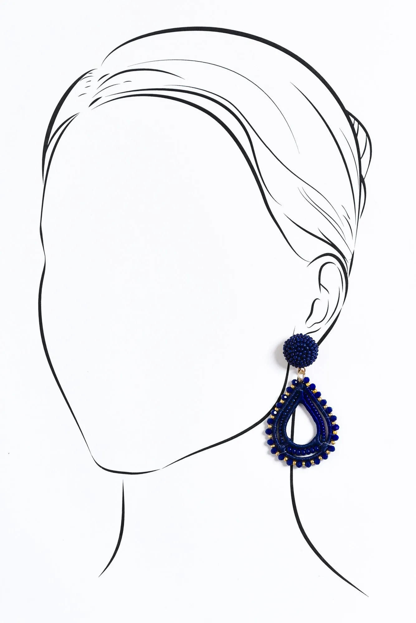 Oona Navy Beaded Teardrop Earrings