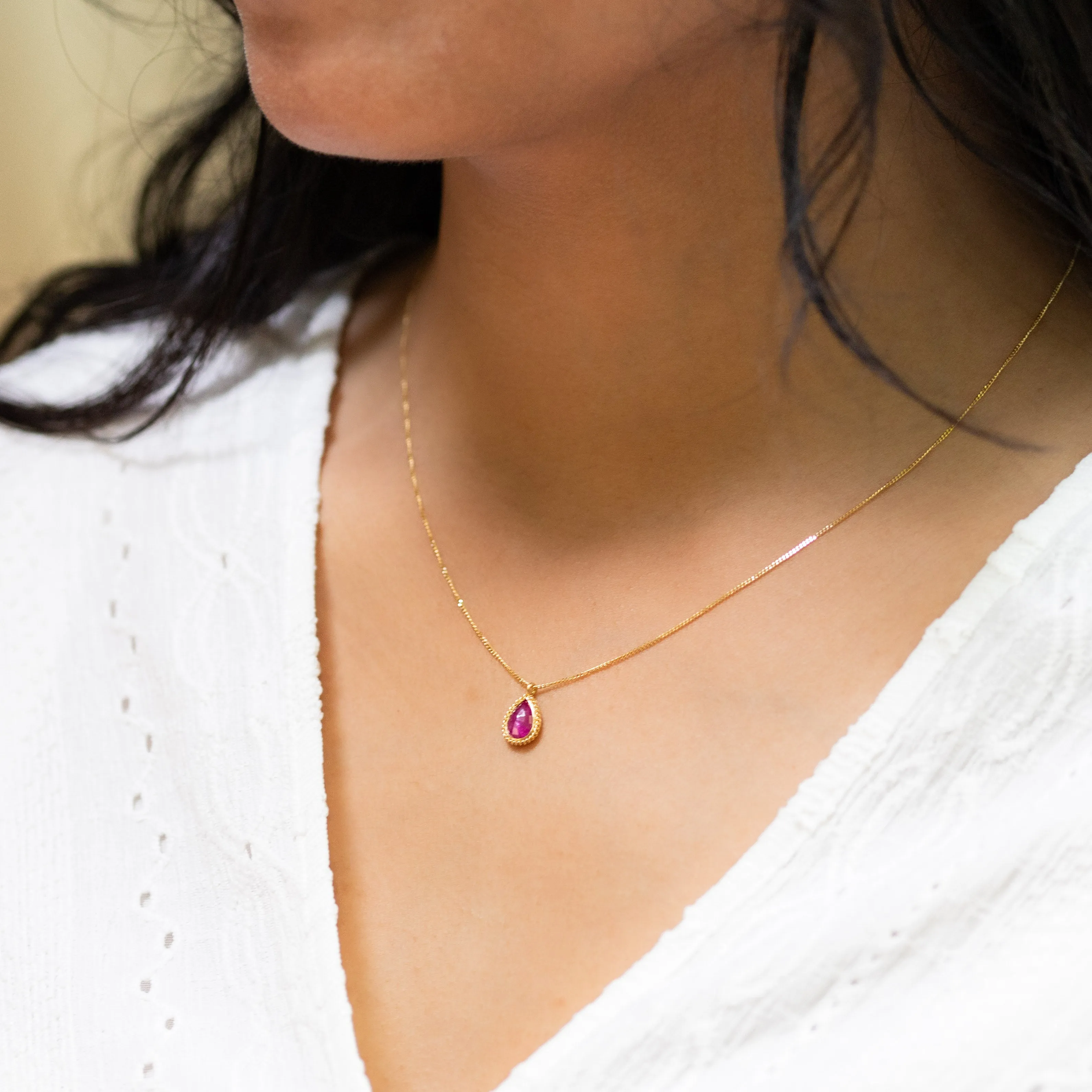 Petite Teardrop Ruby Necklace