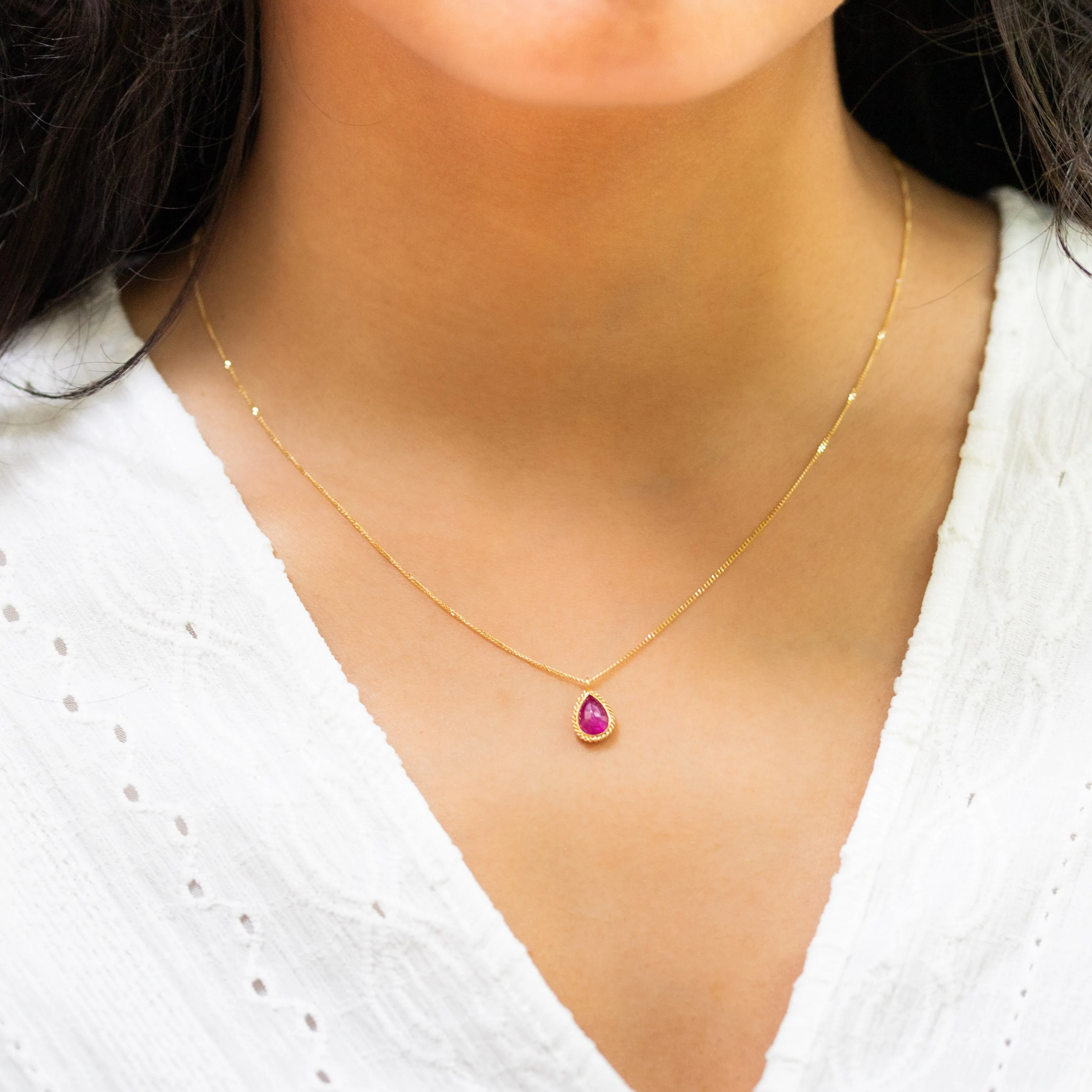 Petite Teardrop Ruby Necklace