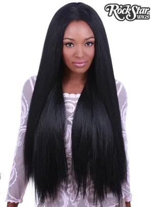 Premium Lace Front Yaki Straight 32" Womens Black Wig