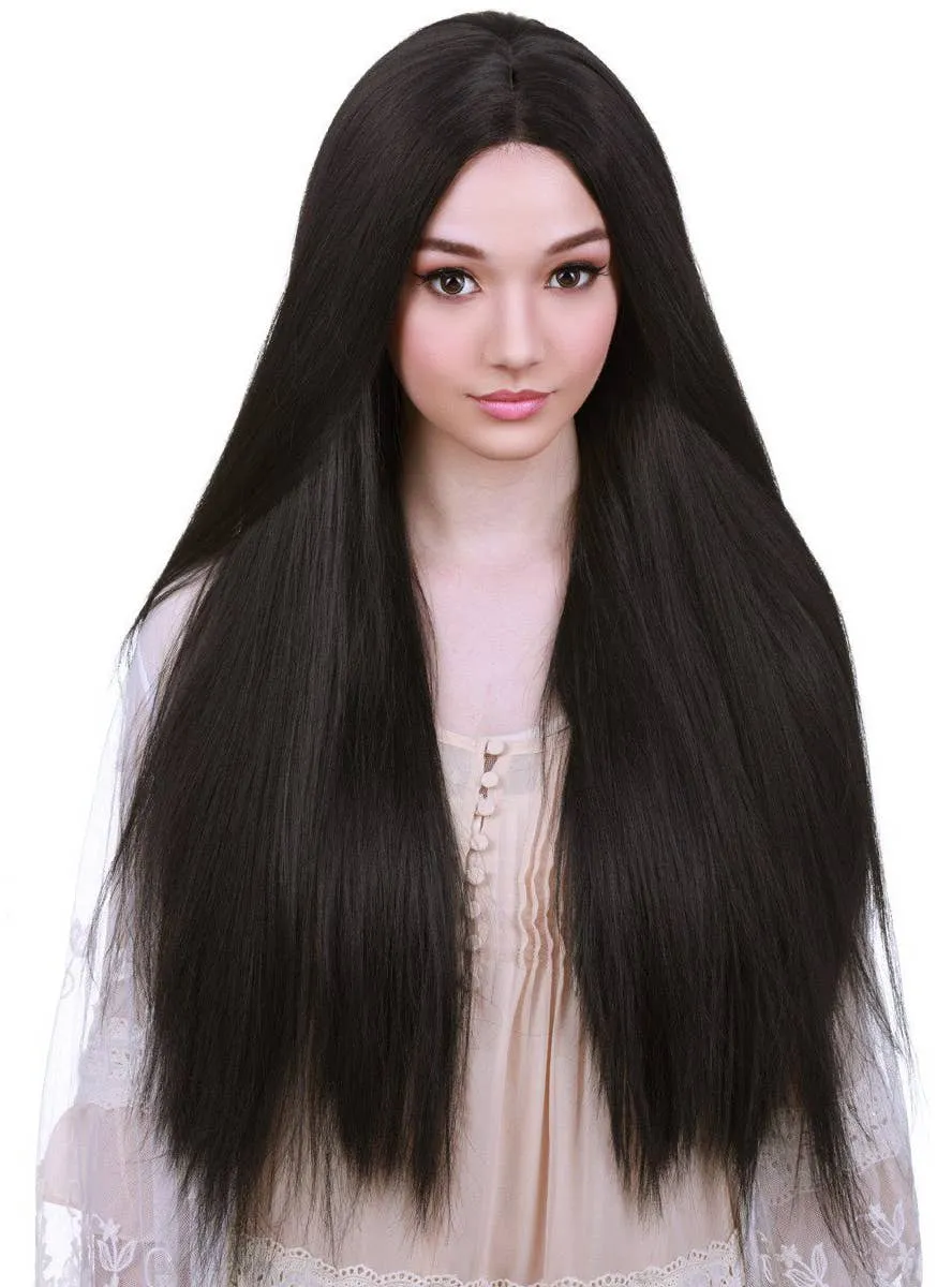 Premium Lace Front Yaki Straight 32" Womens Black Wig