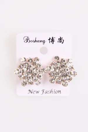 Round Diamante with Geometrical shape Clip on Earrings