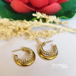 Shimmering Hoops - Diamond-Accented Gold Earrings