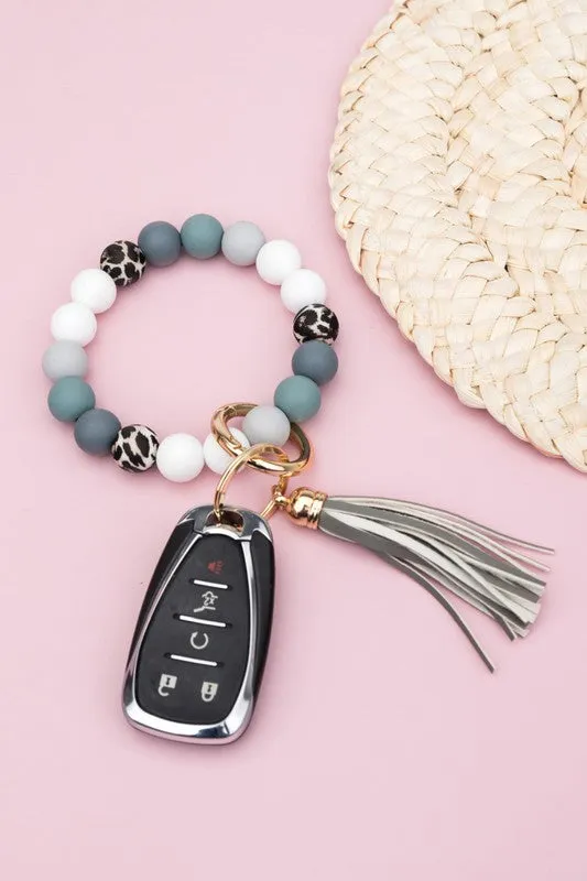 Silicone Monochromatic Key Ring Bracelet