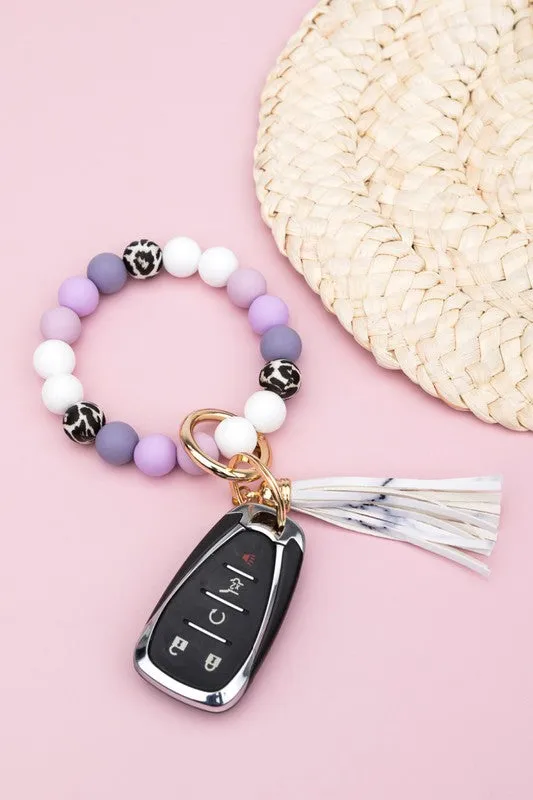 Silicone Monochromatic Key Ring Bracelet