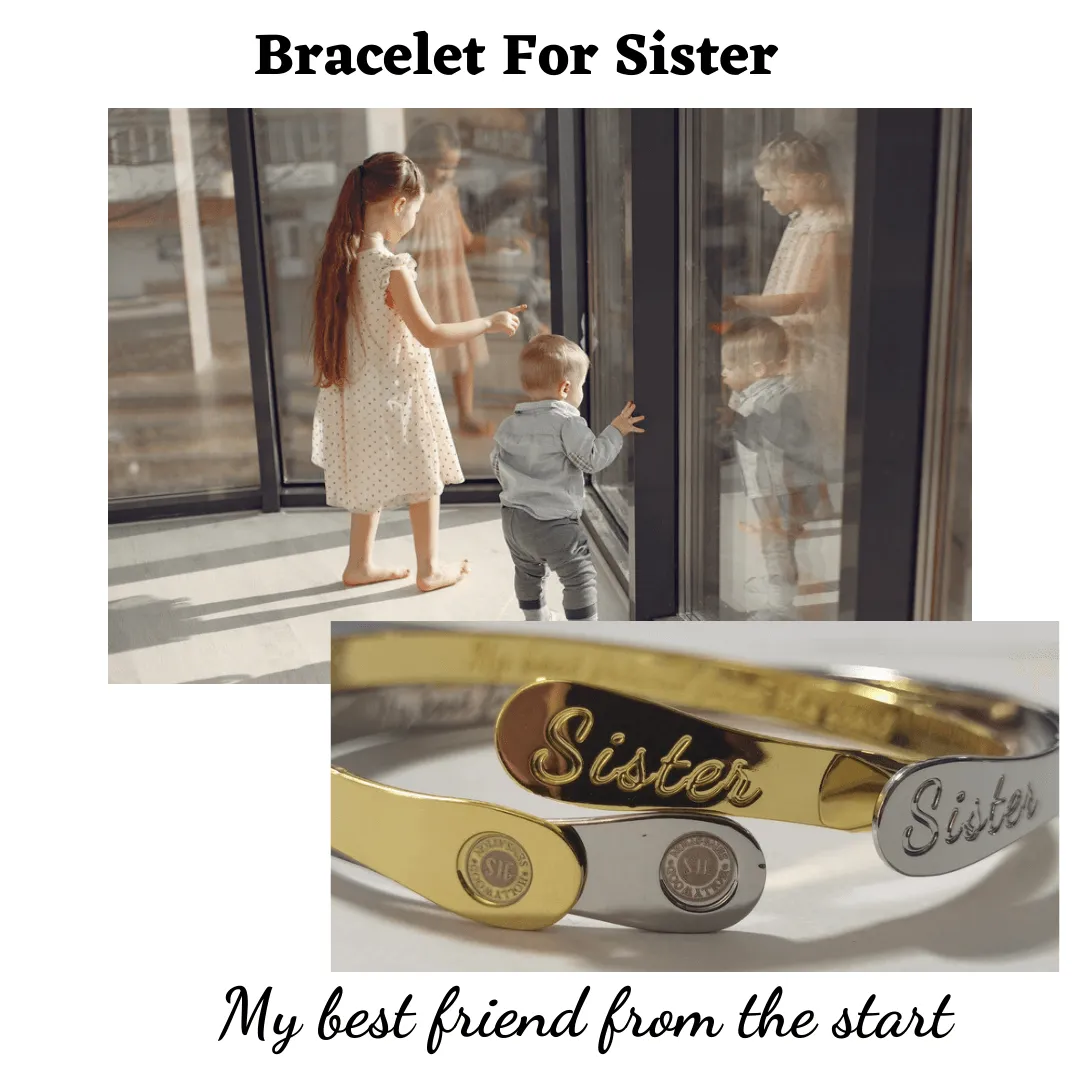 Sister Bracelets,  Engraved Bracelets My best friend from the start