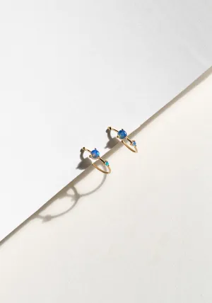 Small Two Step Hoop Earrings with Opals