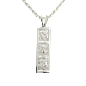 Sterling Silver 3 Honu (Turtle) Vertical Pendant (8mm/10mm) (Chain Sold Separately)