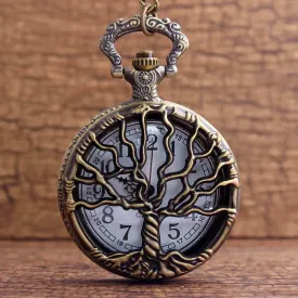 Tree of Life Quartz Bronze Pocket Watch