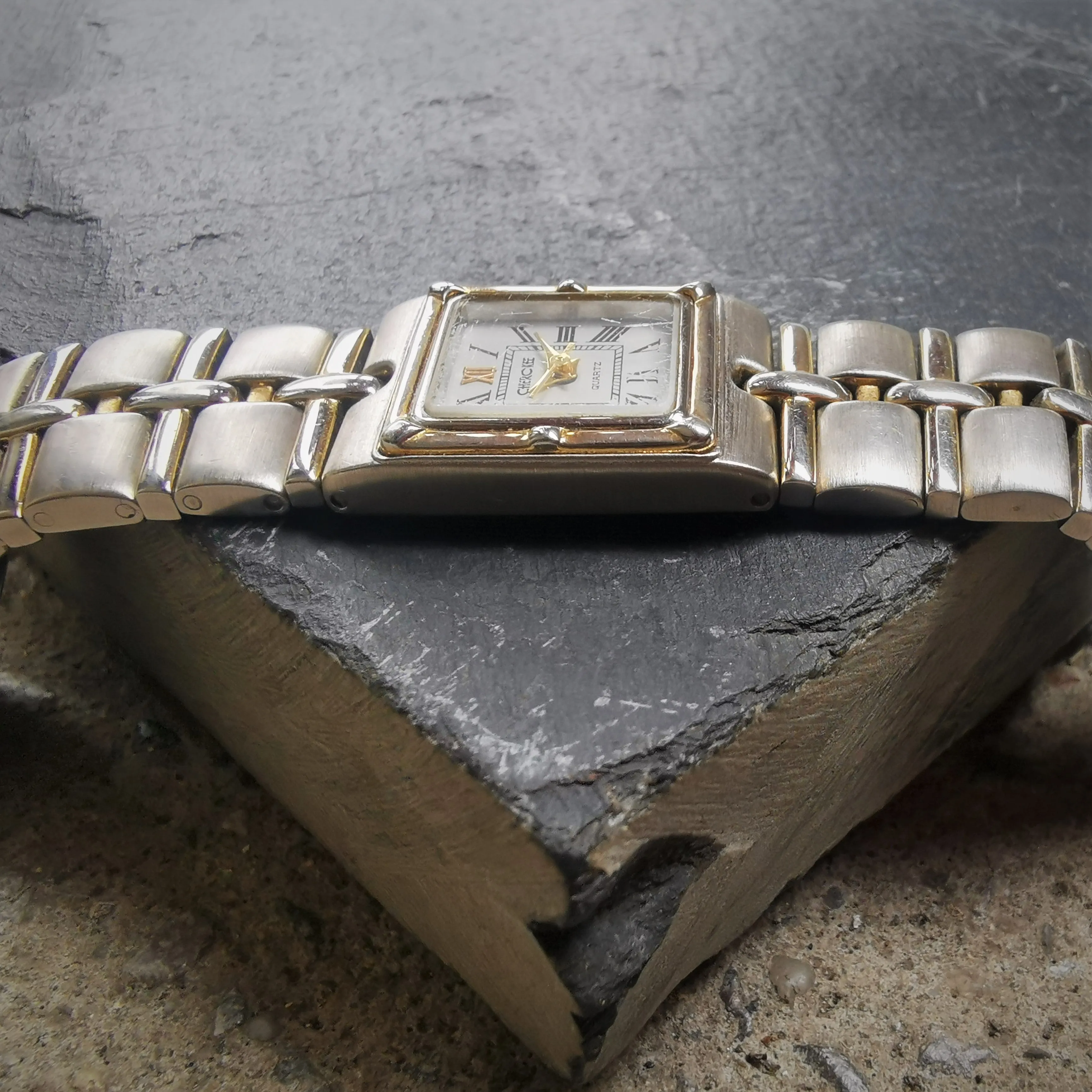 Vintage CHEROKEE Brushed Chrome And Gold Plated Women's Quartz Watch