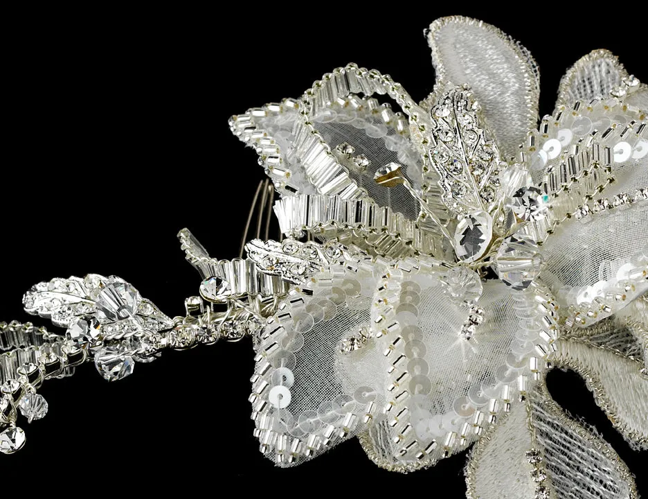 Vintage Inspired Swarovski Crystal Bridal Flower Hair Comb