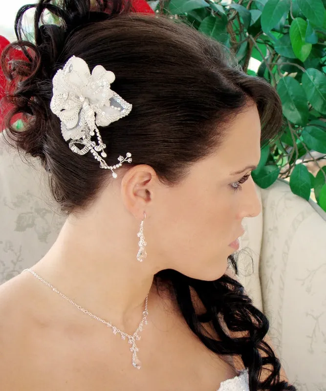 Vintage Inspired Swarovski Crystal Bridal Flower Hair Comb