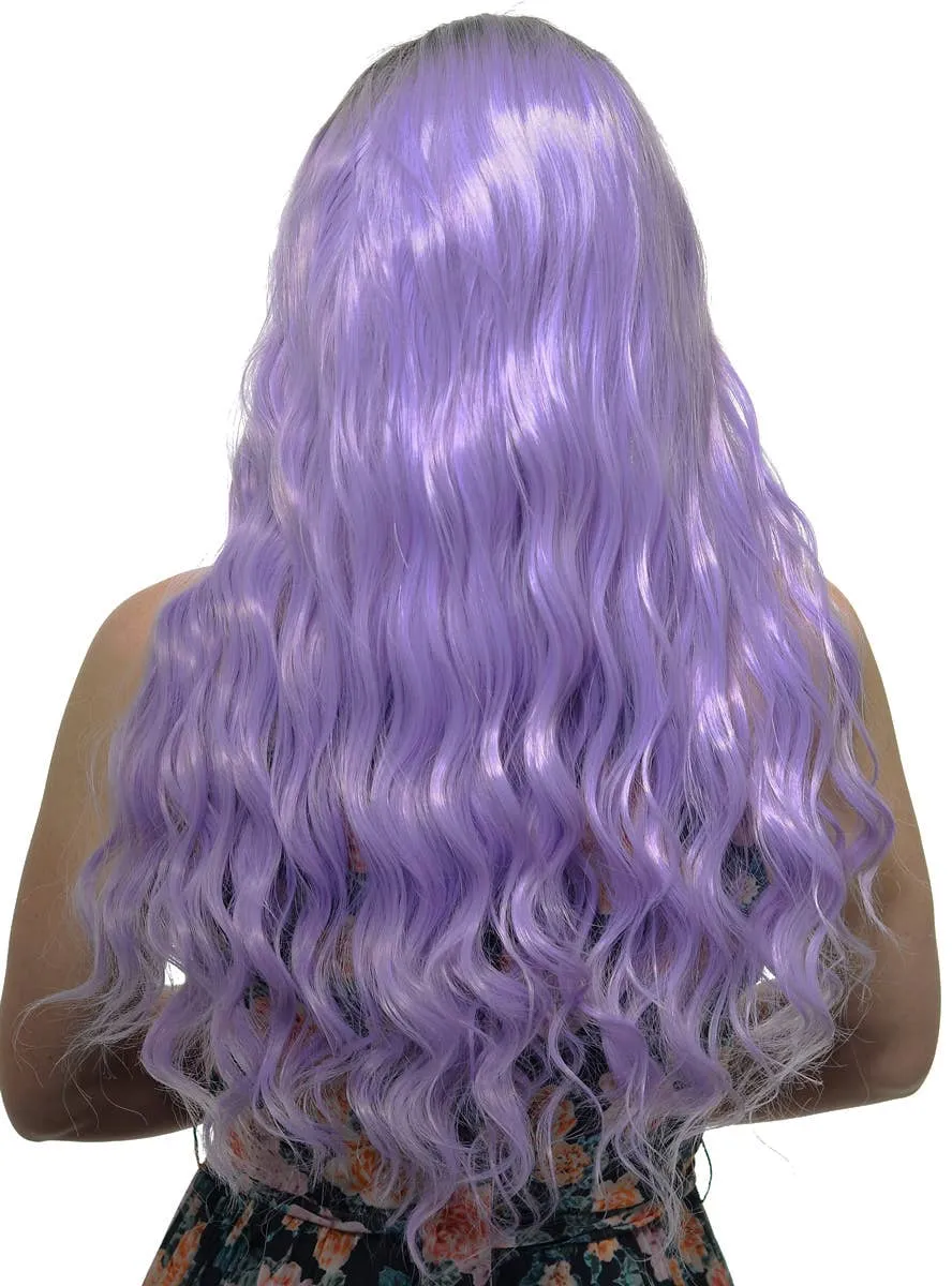 Violet Long Wavy Rooted Lace Front Synthetic Fashion Wig